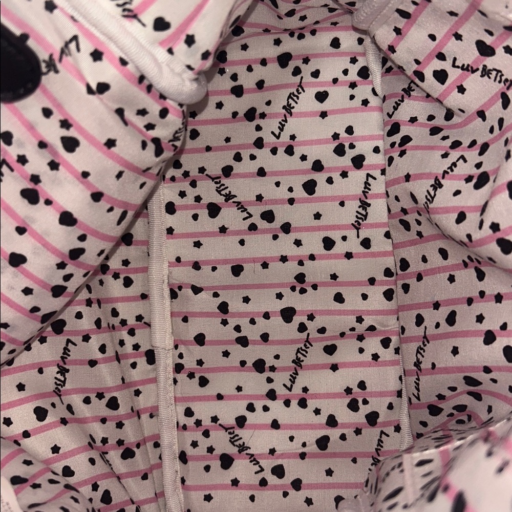 Betsey Johnson Gold and Pink Lip Print Backpack - Picture 5 of 9